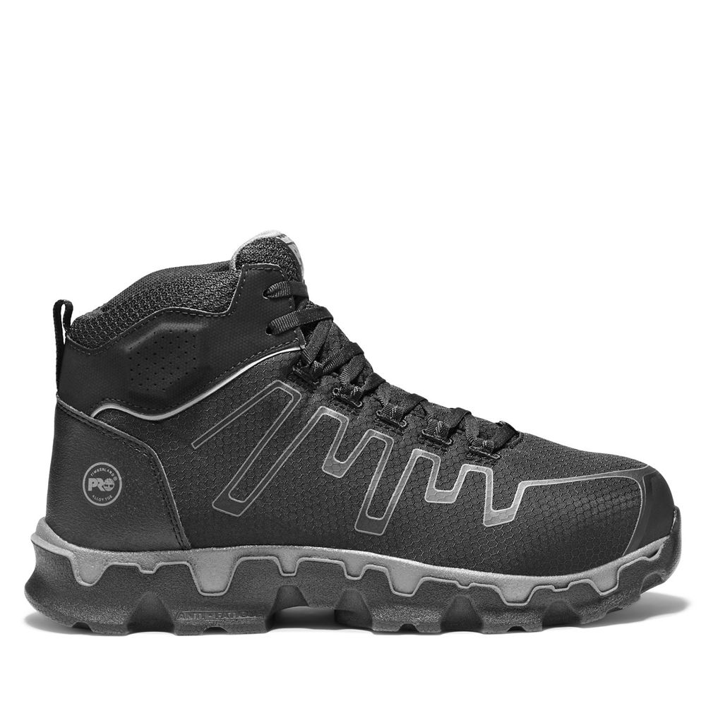 Timberland Pro Μποτακια Ανδρικα Μαυρα/Γκρι - Powertrain Mid Alloy Toe Eh Work Shoes - Greece 1567203